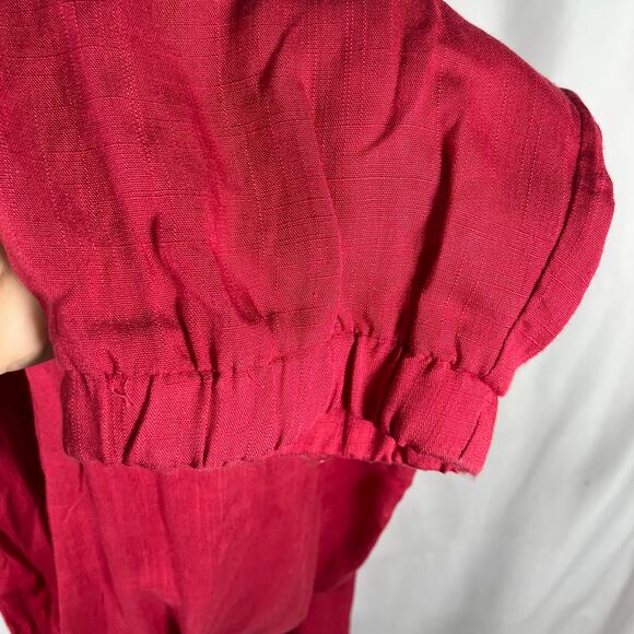 Mustard Seed Red Sleeveless Ruffle Jumpsuit M Button Front Drawstring Waist New - Picture 7 of 15